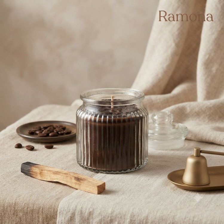 شمع معطر شيشه اي قهوه رامونا