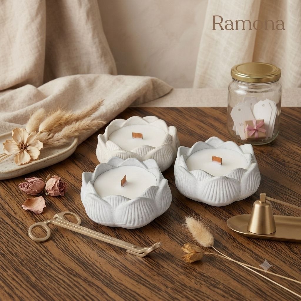 شمع دکوراتیو سنگ مصنوعی طرح گل گالری رامونا